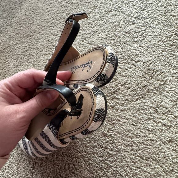 Splendid Black & Cream Natural Canvas Stripe Slingback Flats Size 8.5 Open Back - Picture 4 of 13